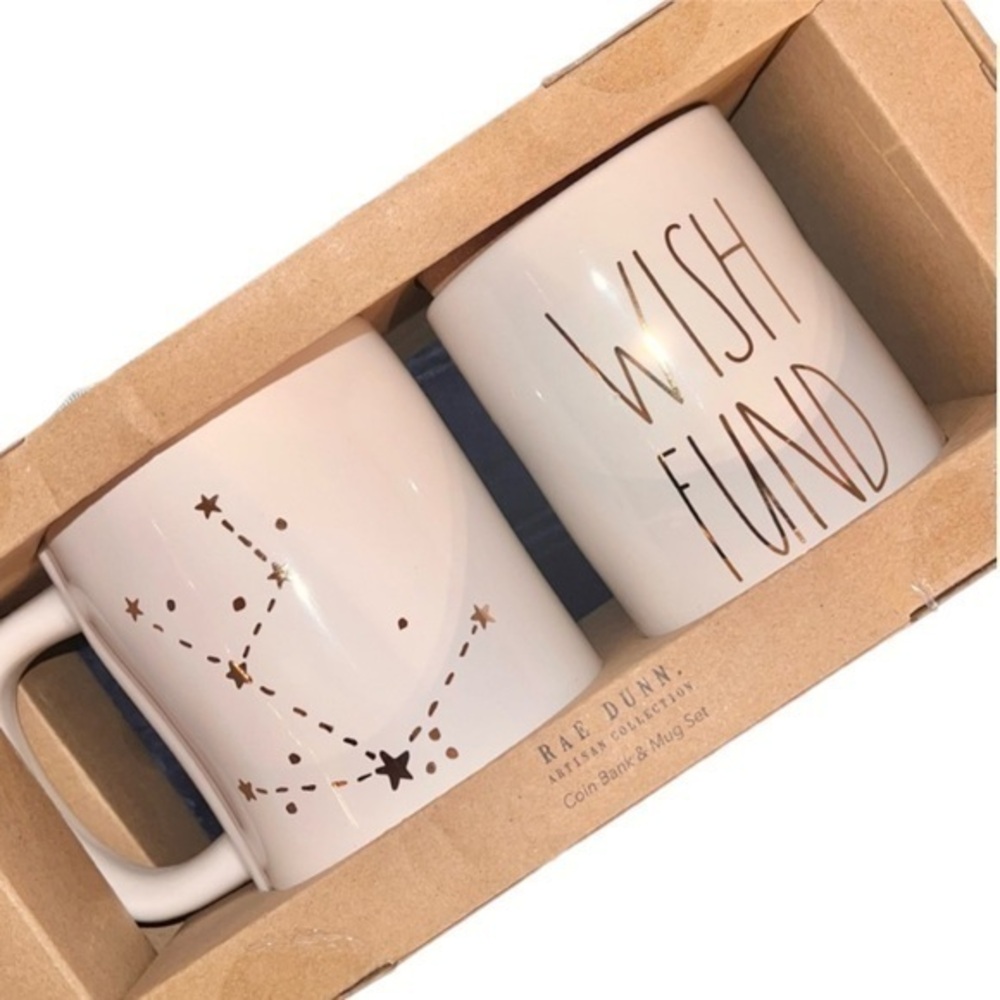 NWT Rae Dunn coin bank & mug set. Never opened, still in gift box